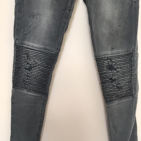 True Religion Women's Mid Rise Halle Biker Skinny Jean Faded Black Size 26 - Picture 4 of 14